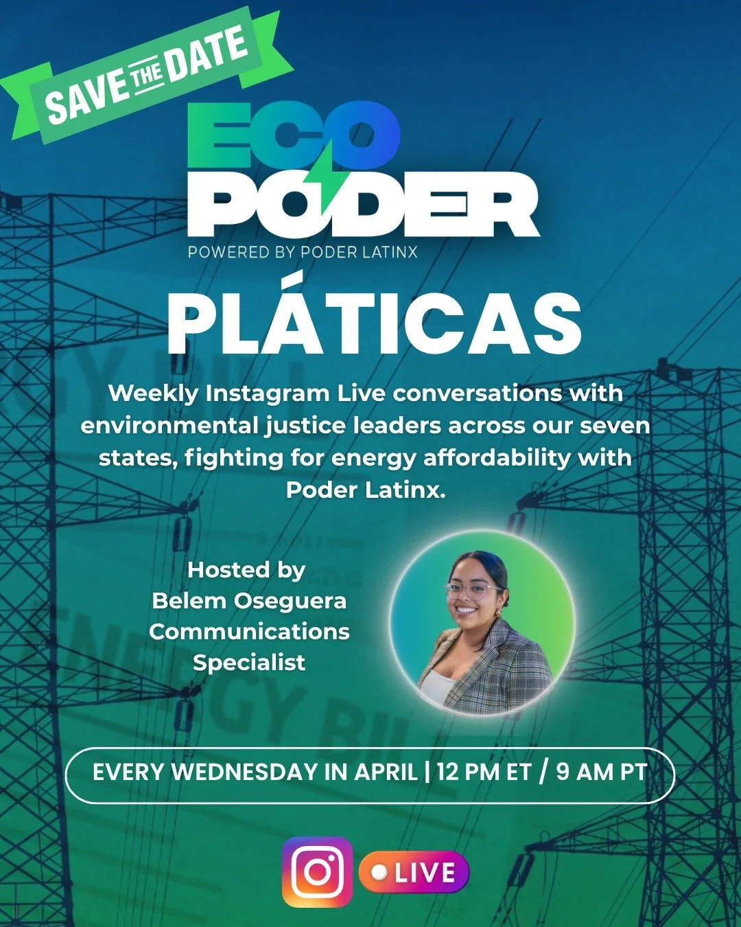We&rsquo;re back for our annual Eco Poder Pl&aacute;ticas 🌎✨

Join our weekly Instagram Live conversations with environmental justice leaders across our seven states as we fight for energy affordability with Poder Latinx.

Tap in, learn, and take ac