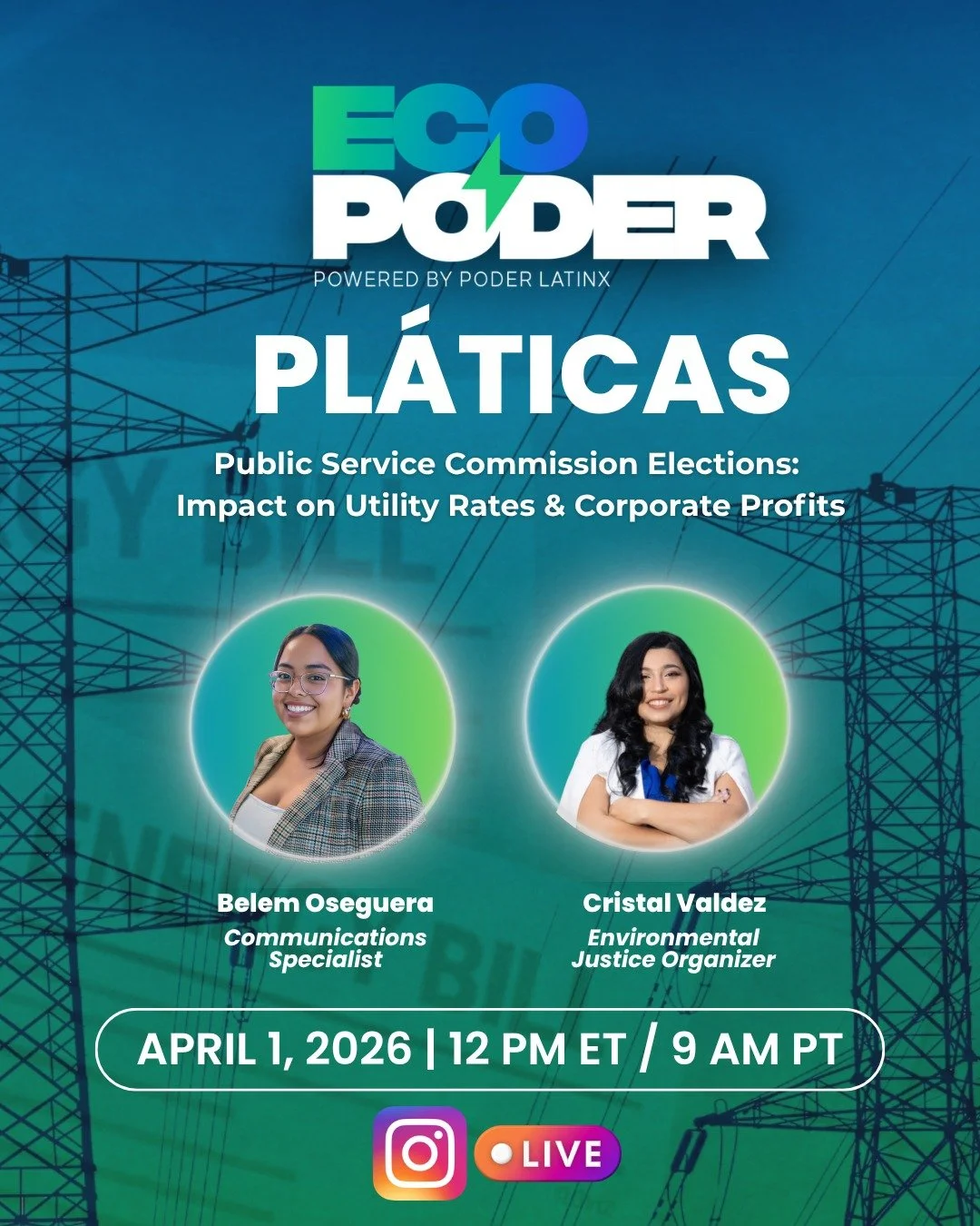 🌱💡 EcoPoder Pl&aacute;ticas are back every Wednesday in April!

🎤 First up: Our Environmental Justice Organizer in Georgia, Cristal Valdez!

💬 Drop your questions below so we can answer them live!

Share &amp; spread the word! ✨
💾 Save this post
