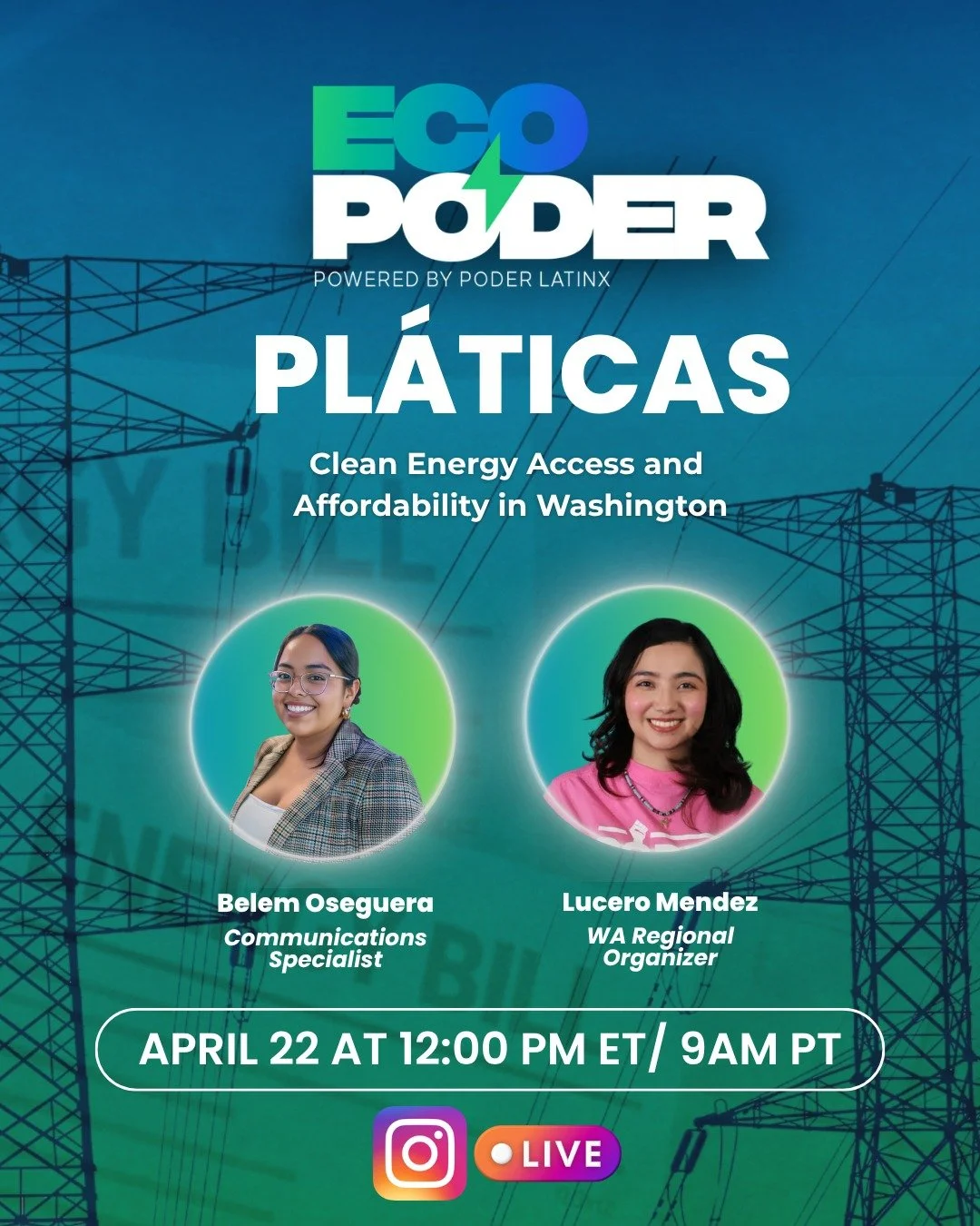 🌱💡 EcoPoder Pl&aacute;ticas are back every Wednesday this April!

🎤 Coming up next: Hear from Lucero Mendez, Washington Regional Organizer

💬 Got questions? Drop them below and we&rsquo;ll answer them LIVE!

Share with your community ✨
💾 Save th