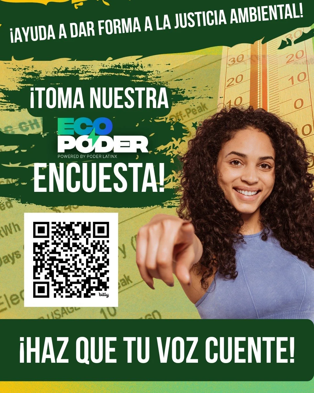 Tu voz impulsa el cambio ⚡️🌎

Completa la encuesta de Eco Poder en segundos y ayuda a Poder Latinx a fortalecer la lucha por la asequibilidad energ&eacute;tica, la justicia ambiental y el poder comunitario 🗣️

Estamos construyendo impulso con One H