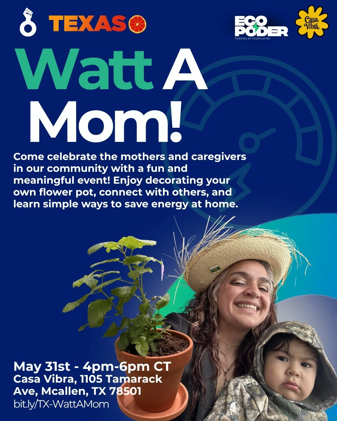 Celebrate mothers and caregivers in our community at a special gathering at Casa Vibra 🌸

Join us for a meaningful day of flower pot decorating, community connection, and simple tips to save energy at home while supporting energy affordability for o