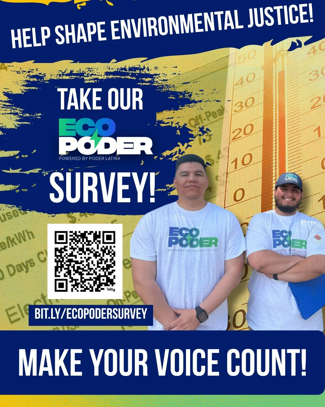 Your voice drives change ⚡️🌎

Take the Eco Poder Survey in seconds and help Poder Latinx shape the fight for energy affordability, environmental justice, and community power 🗣️

We&rsquo;re building momentum through One Hot Summer / &iexcl;Qu&eacut