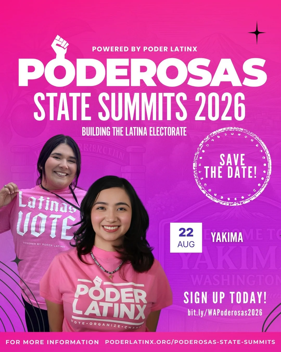 🌲 Washington Poderosas, this space is for YOU 💜

The Poderosas Summit Tour is pulling up to Washington, bringing Latinas together to build power, grow leadership, and organize ahead of this year&rsquo;s elections ⚡

Energy affordability. Civic enga