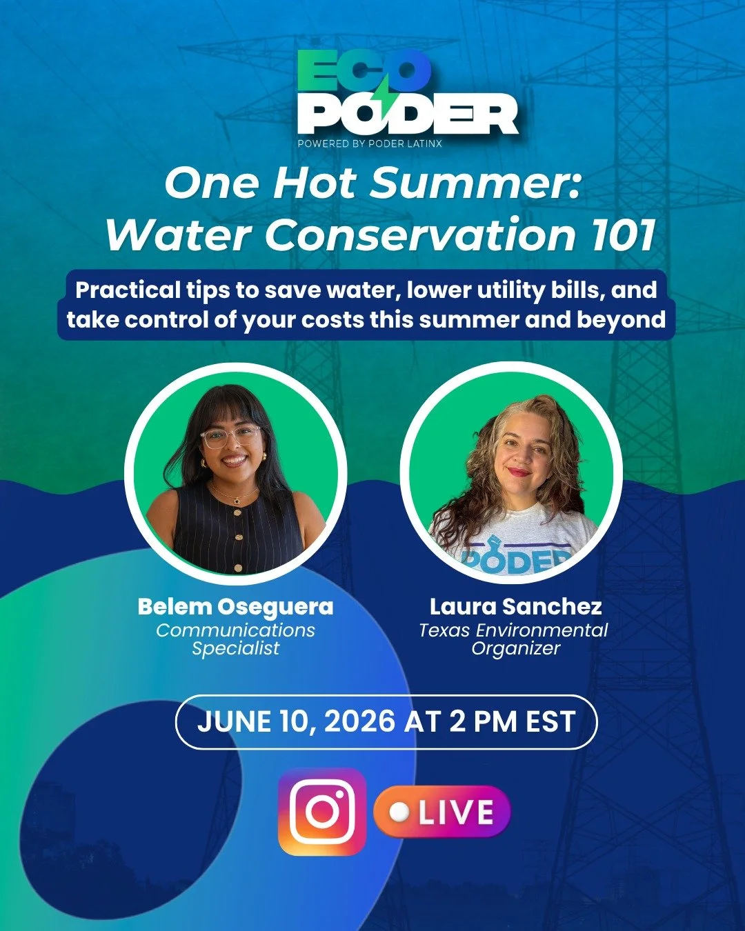 💧 Join us for One Hot Summer: Water Conservation 101 with Belem and Laura from our Poder Latinx team as they share simple, practical tips to help you conserve water this summer and beyond.

📍 Live on Instagram

 Tune in, learn, and take action for 