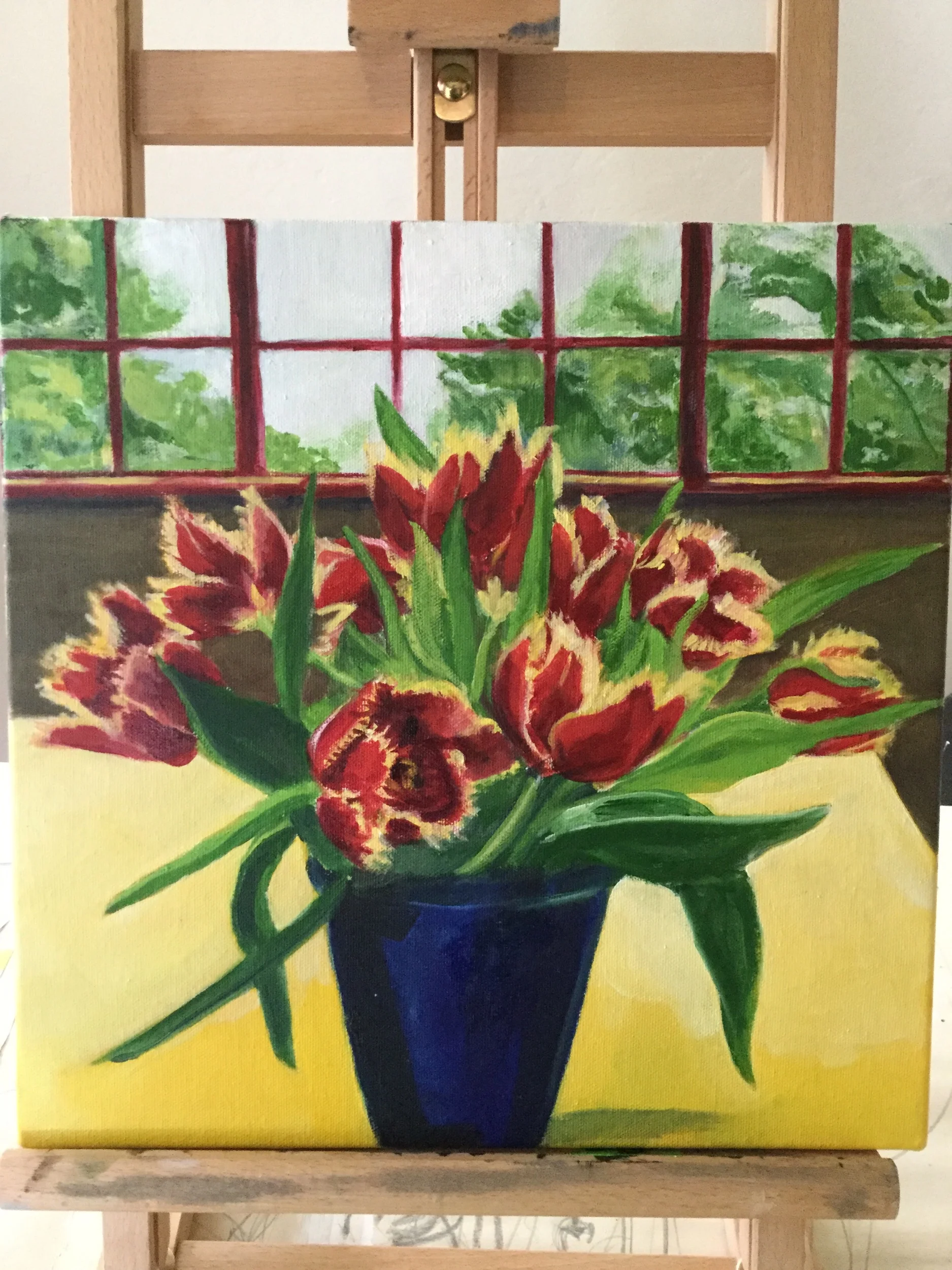 Tulips 2018, 12x12”, oil on panel