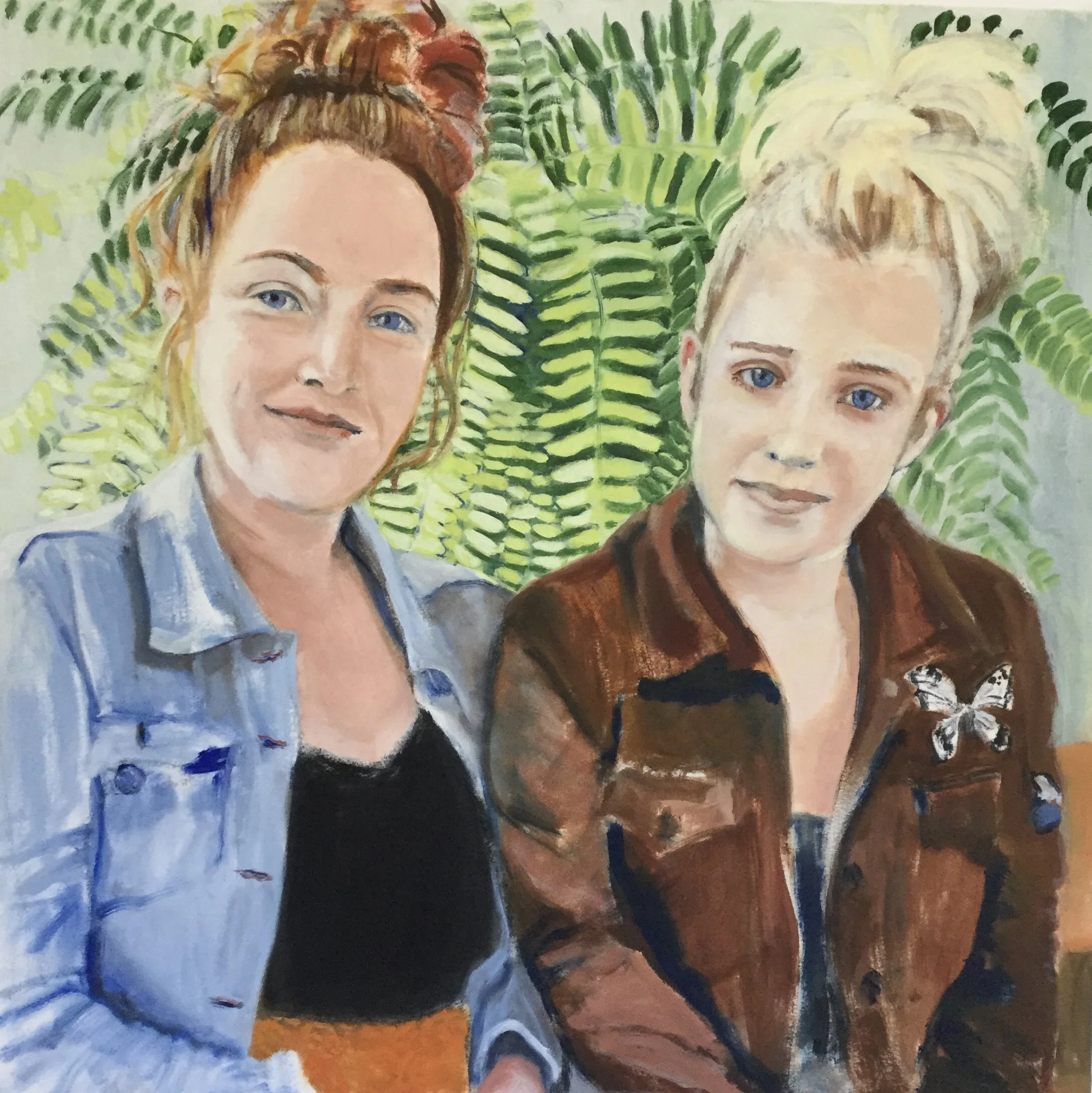 Sarah and Ginger, 2019, 20x20”, oil on canvas 