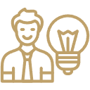 A black and white drawing of a stick figure person with a halo above their head, holding a small cross in one hand and standing with a dog.