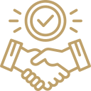 Handshake with a checkmark symbol above