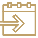 A calendar with an arrow pointing to the right