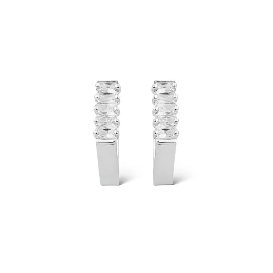 Earrings with a 2cm half-triangle studded with stones, made of 925 sterling silver.