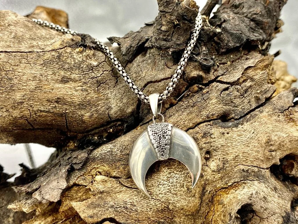 Half Moon Futuristic Pendant + Chain
