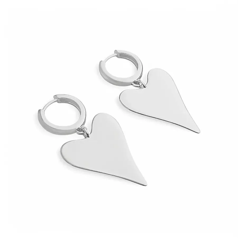 3.8cm hoop earring with heart pendant in 925 sterling silver