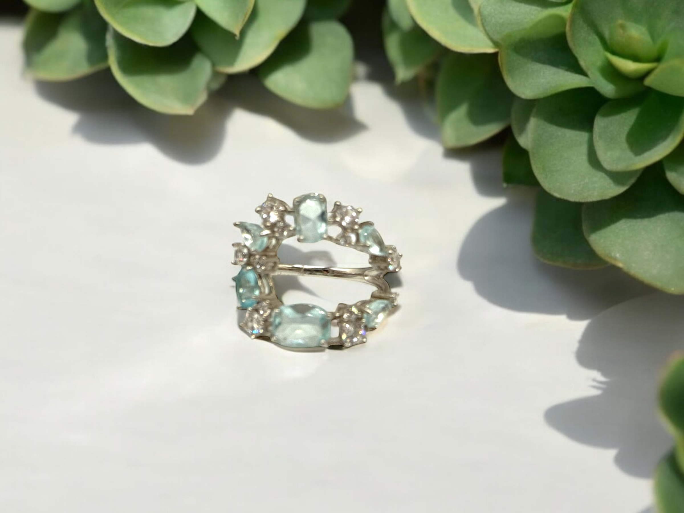 Aquamarine Fusion Halo Ring