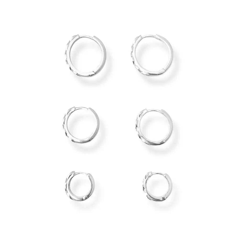 TRIO OF HOOP EARRINGS WITH ZIRCONIA-STUDDED NAVETTE STONES