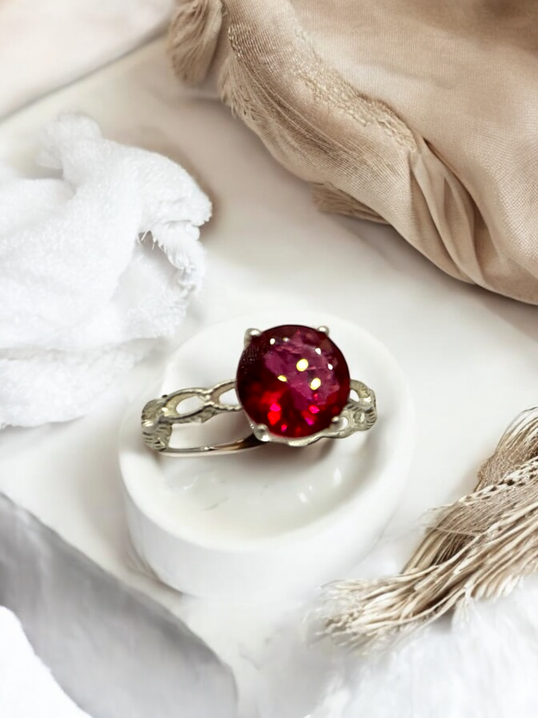 Crimson Solitaire Ring
