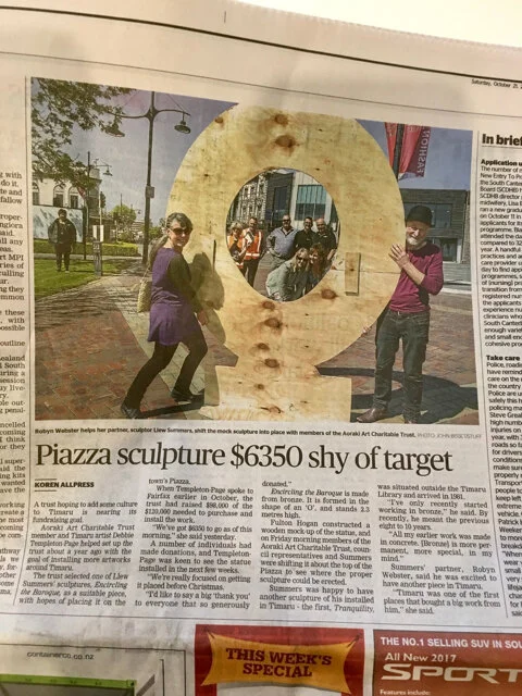 Llew Summers......fund raising to place this sculpture on the Bay Hill Timaru.