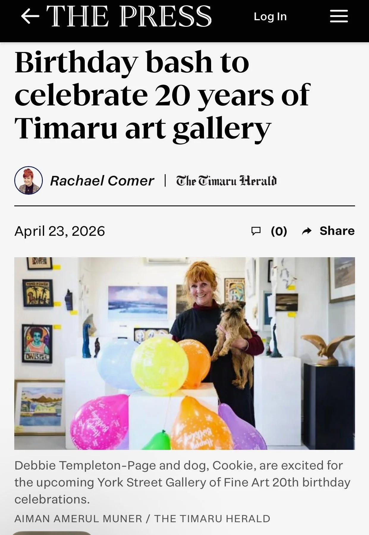 Celebrate 20 year birthday of York Street Gallery of fine art