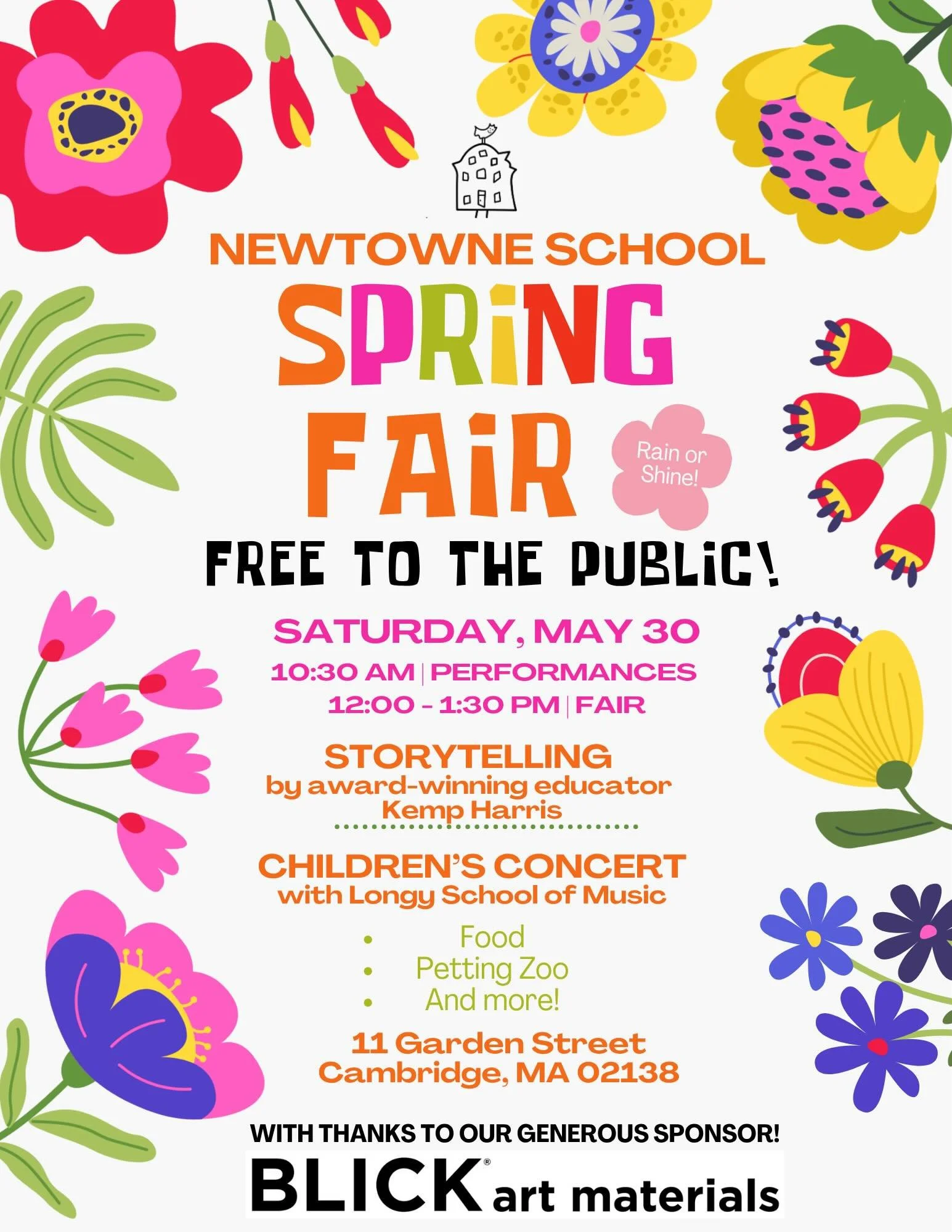 Come one, come all to the Newtowne School&rsquo;s Spring Fair! 🌸

Join us for a joyful day of music, storytelling, food, furry animals, fun, and community.

Free and open to the public &mdash; bring your friends, neighbors, and family!