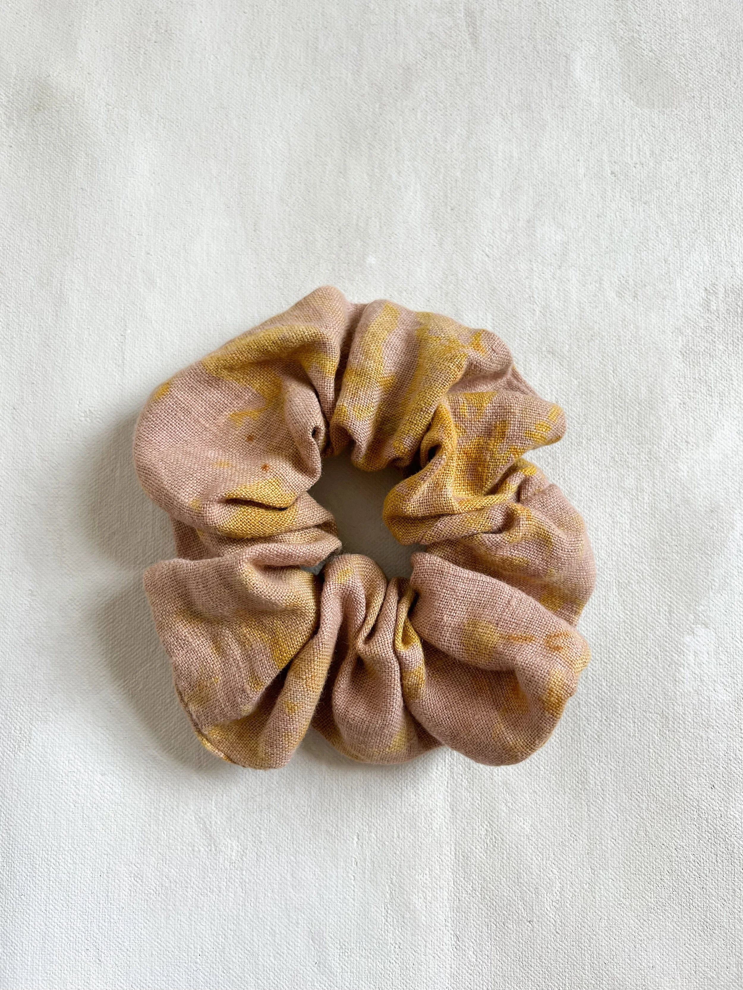 Pink and Yellow Linen Scrunchy