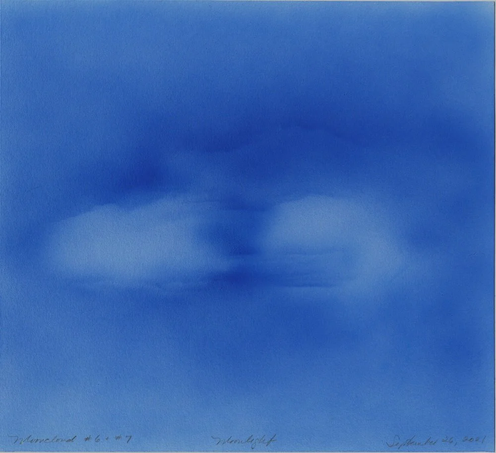 Moon Clouds 6 & 7 (Moonlight) , acrylic on paper, 10” x 11”, 2021