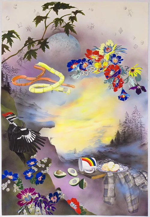Push the Sky Away, 44” x 30”, acrylic, gouache, graphite & ink on paper, 2018