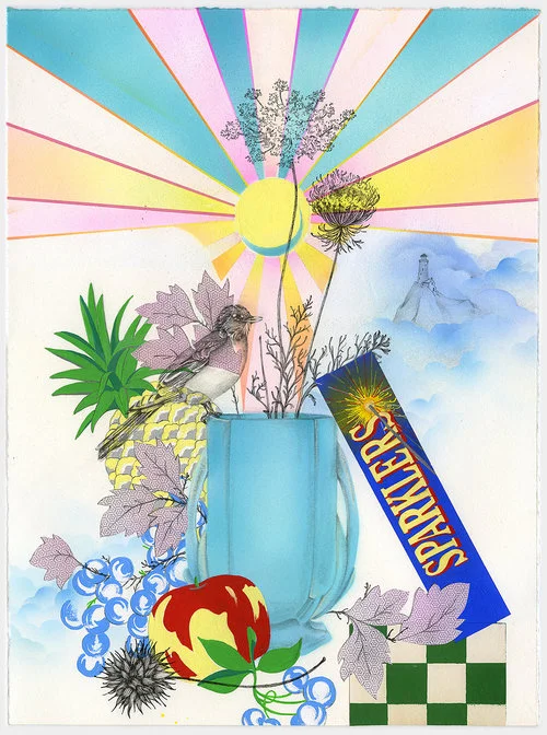 Corny, 14” x 10 ¼”, acrylic, gouache, ink, graphite & collage on paper, 2018