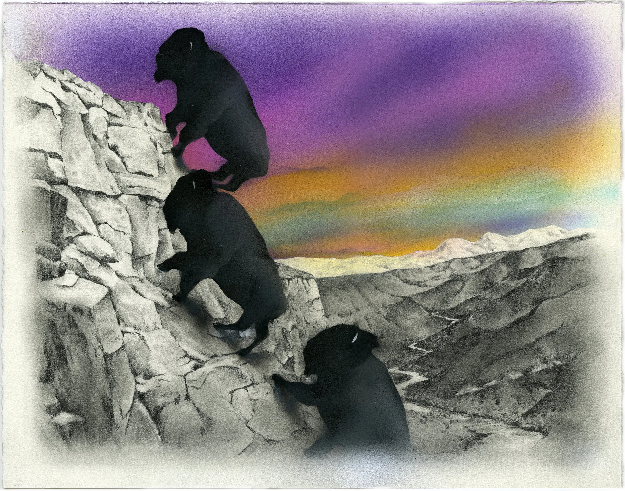 Untitled Buffaloes (after Wojnarowicz), 11” x 14”, acrylic, graphite & gouache on paper Drawing created for Jonathan Horowitz’s The Daily Trumpet