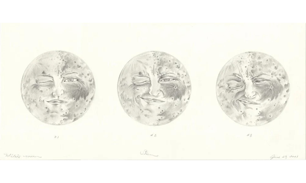 Méliès Moon (Storm), graphite on paper, 10” x 22 1/4”, 2021