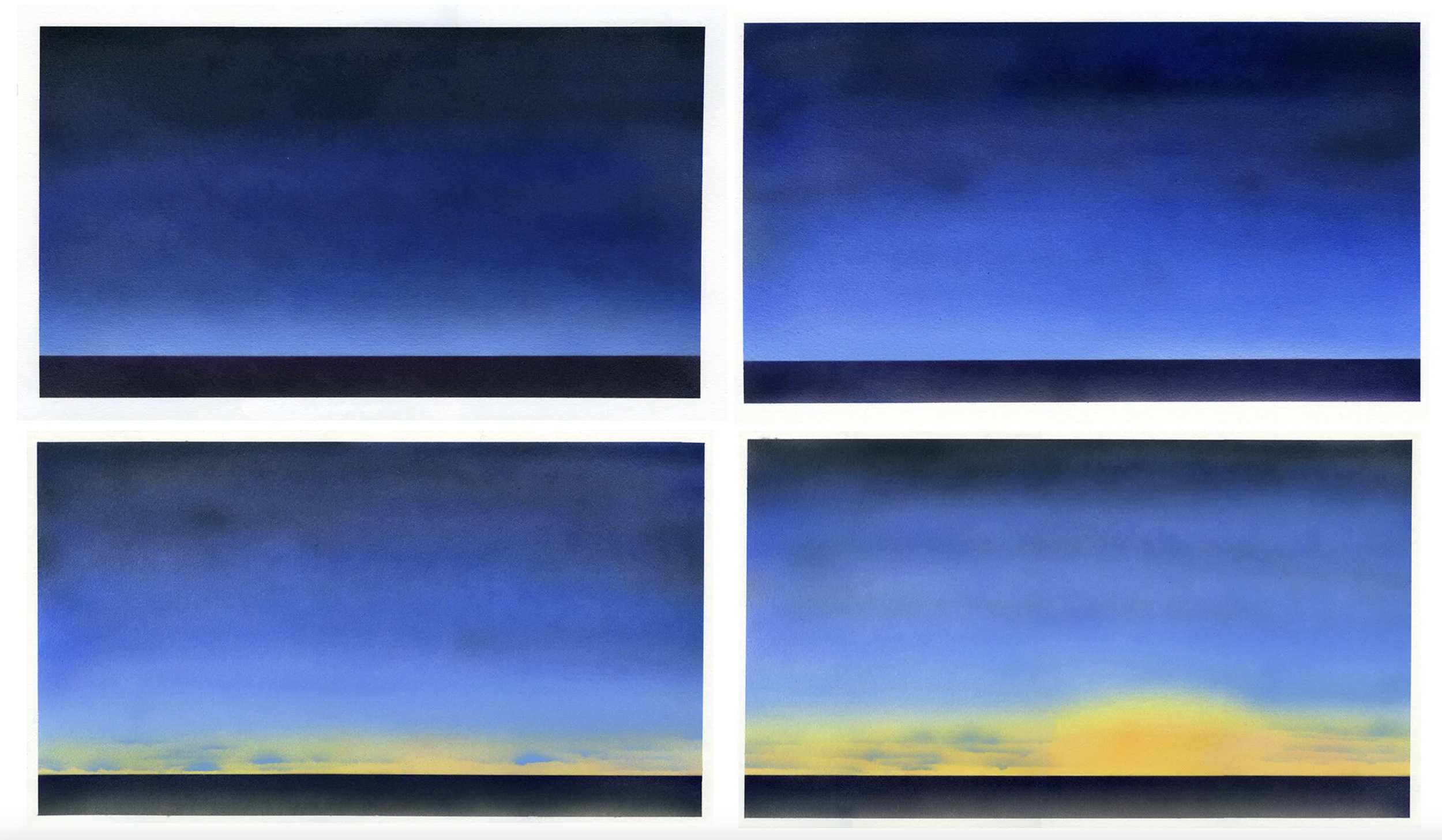 Sunrise 1-4 (Dawn) , acrylic on paper, 2020