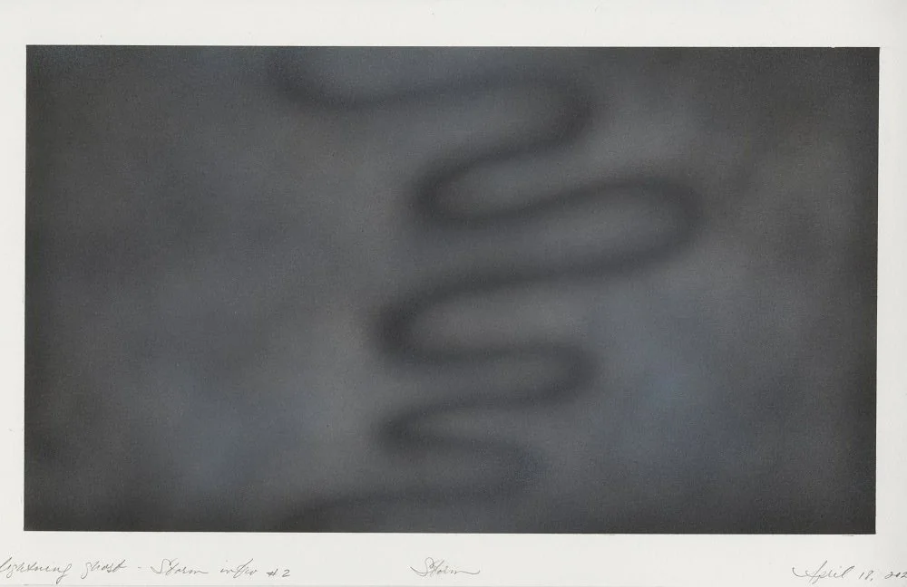 Lightening Ghost 2 (Storm), acrylic & gouache on paper, 11” x 18”, 2022