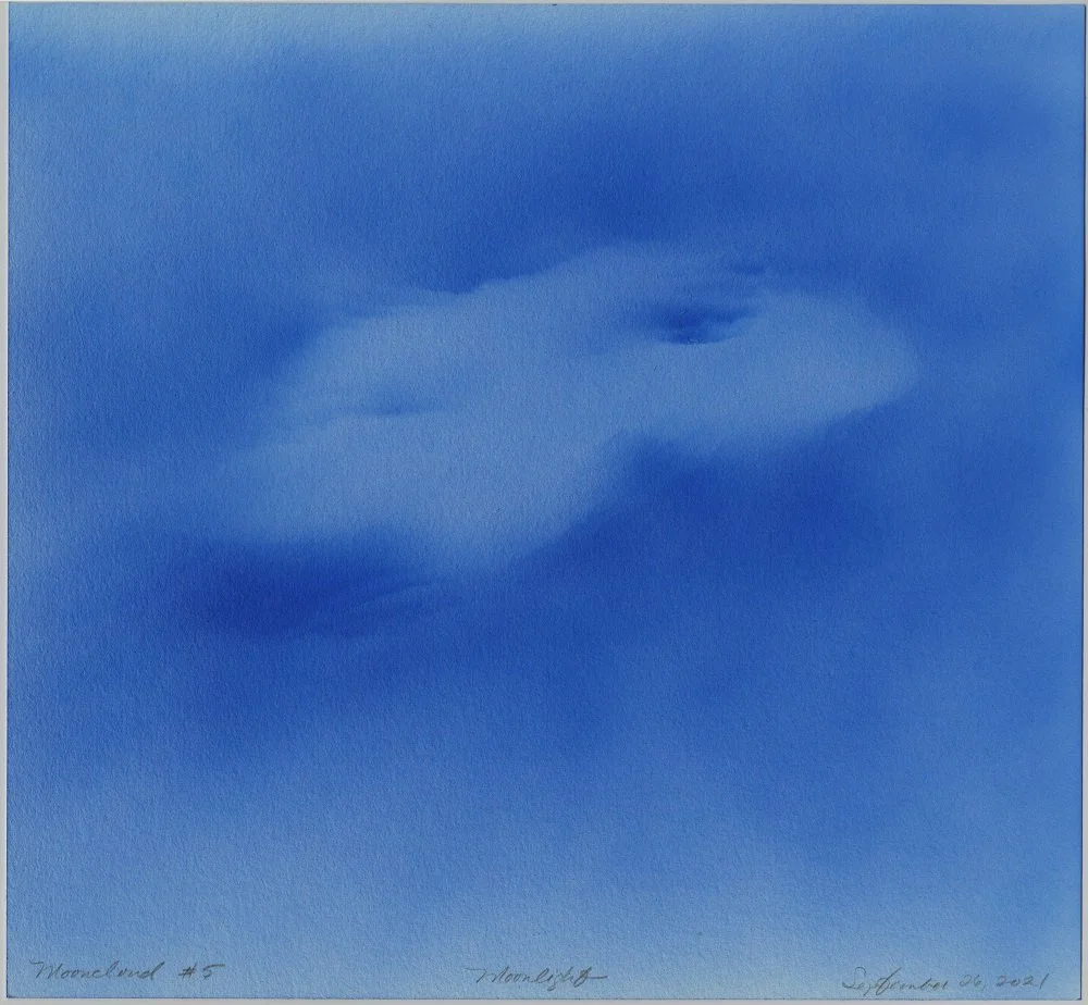 Moon Cloud 5 (Moonlight), acrylic on paper, 10” x 11”, 2021