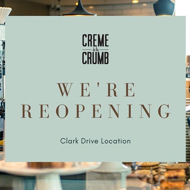 We are excited to announce the reopening of our Clark Drive location this Monday, May 4th! Hours will be limited for the time being from 10am to 2pm, Monday to Friday. 
We will be offering our usual coffee and espresso drinks, as well as a rotating s