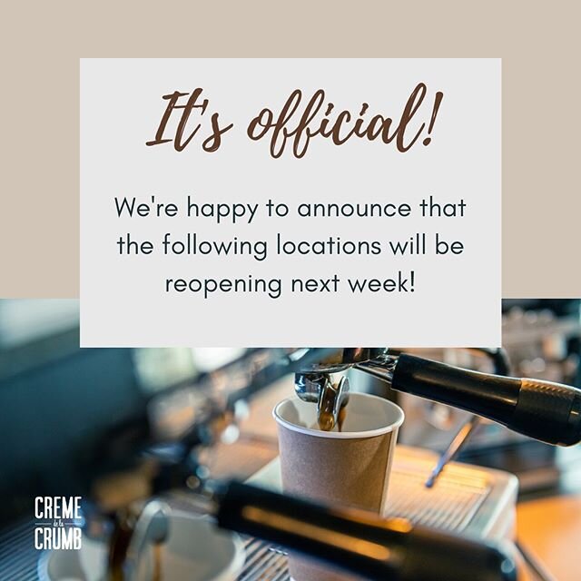 Oh it&rsquo;s true......................WE&rsquo;RE BACK!!! We are excited to finally announce that we will be opening select locations this upcoming week! The schedule is outlined below:

CLARK DRIVE 1215 Clark Dr, East Vancouver - OPEN
WILLINGDON P