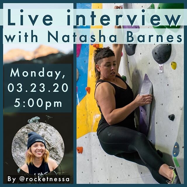 Tune in this coming Monday, 03.23.20 at 5pm PST/7pm CT for an Instagram Live interview with @touchstoneclimbing athlete, rehab doctor, and climbing coach @natashabarnes
🏋🏻&zwj;♀️
We&rsquo;ll be interviewing Natasha about her life😸, her online coac