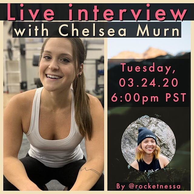 Tune in ALSO for this Instagram Live interview with Chelsea Murn of @ladybeta.coaching this coming Tuesday, 03.24.20 at 6pm PST/8pm CT. Chelsea was a routesetter turned to certified nutritionist and trainer who is focused on working with womxn to bec