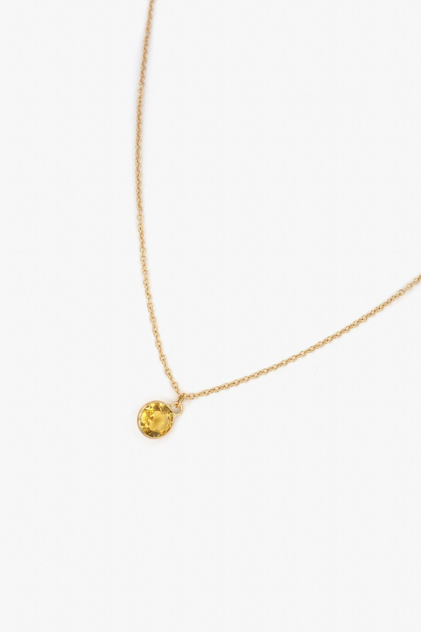 Solid Citrine Pendant Necklace 