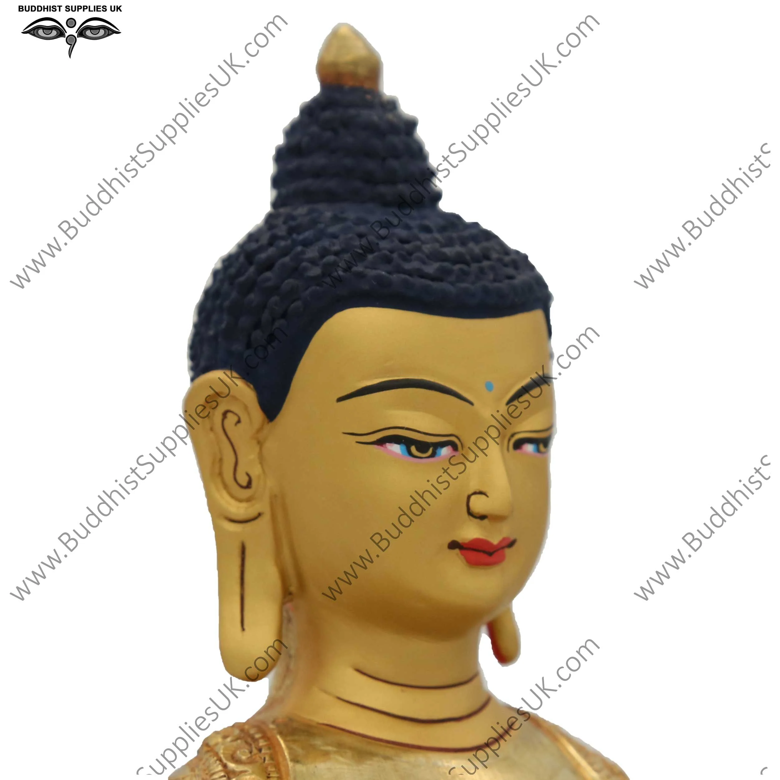 Gold plated Shakyamuni Buddha statue face