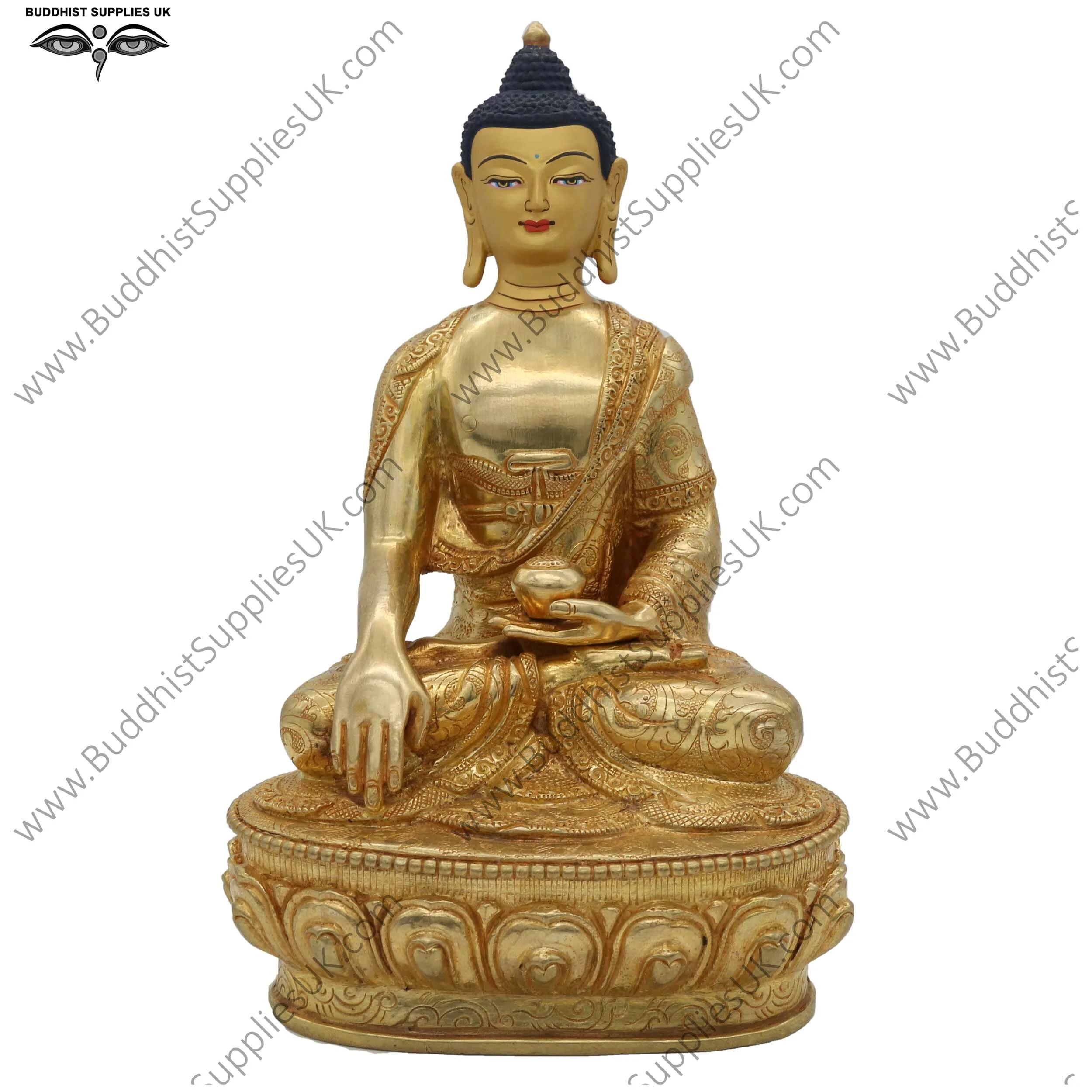 Gold plated Shakyamuni Buddha statue, lost wax