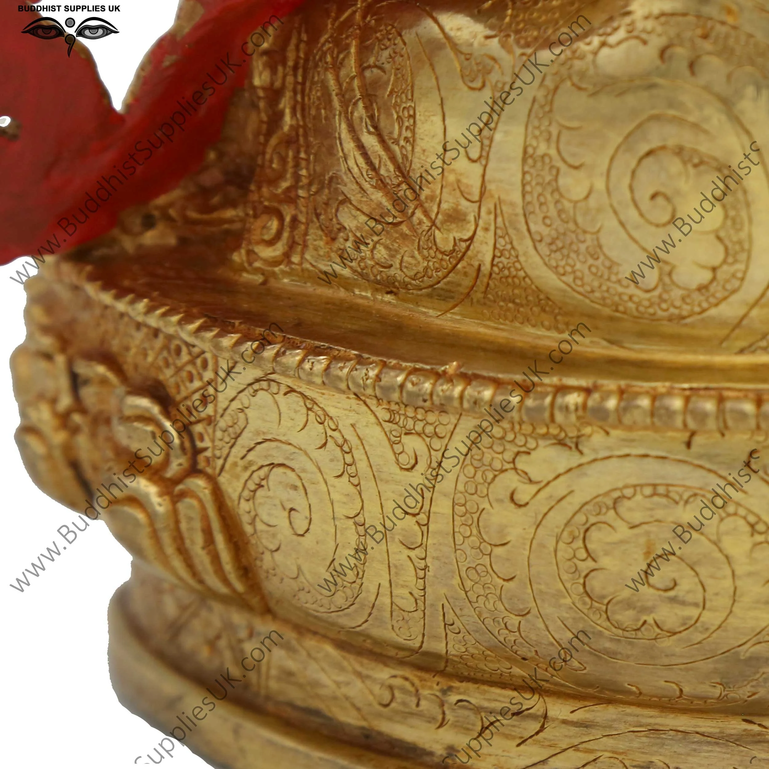 Gold plated Vajrasattva statue carving detail