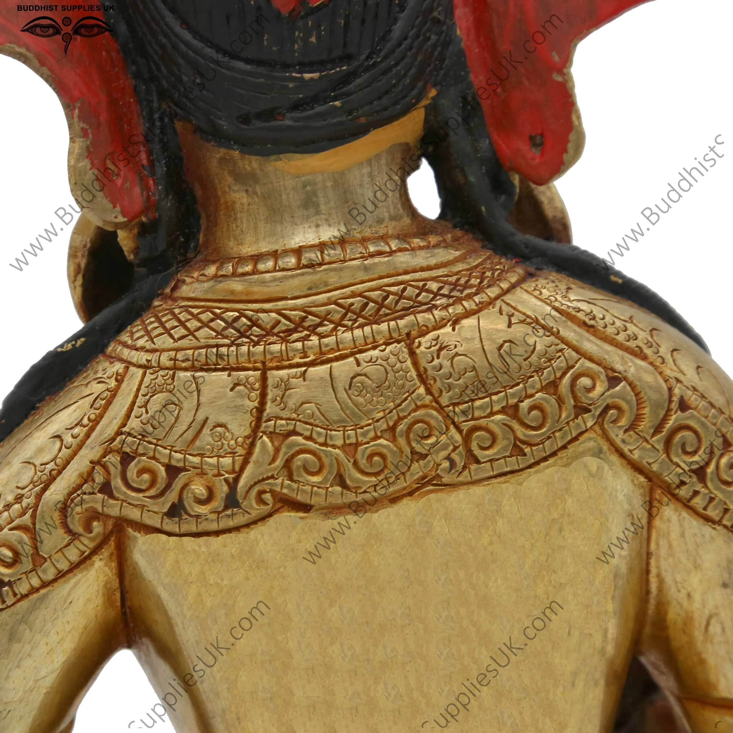 Gold plated Vajrasattva statue carving detail