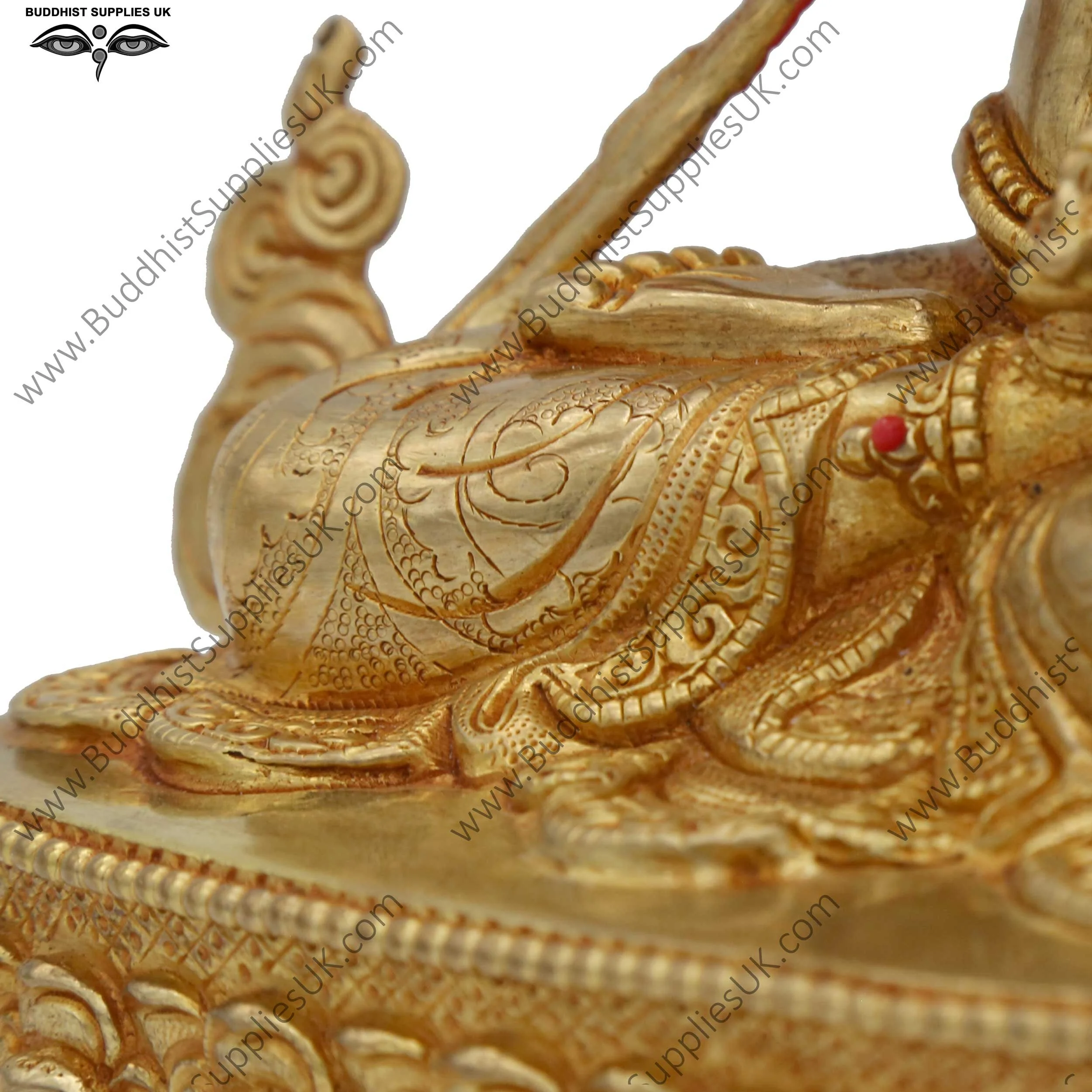 Gold plated Vajrasattva statue carving detail