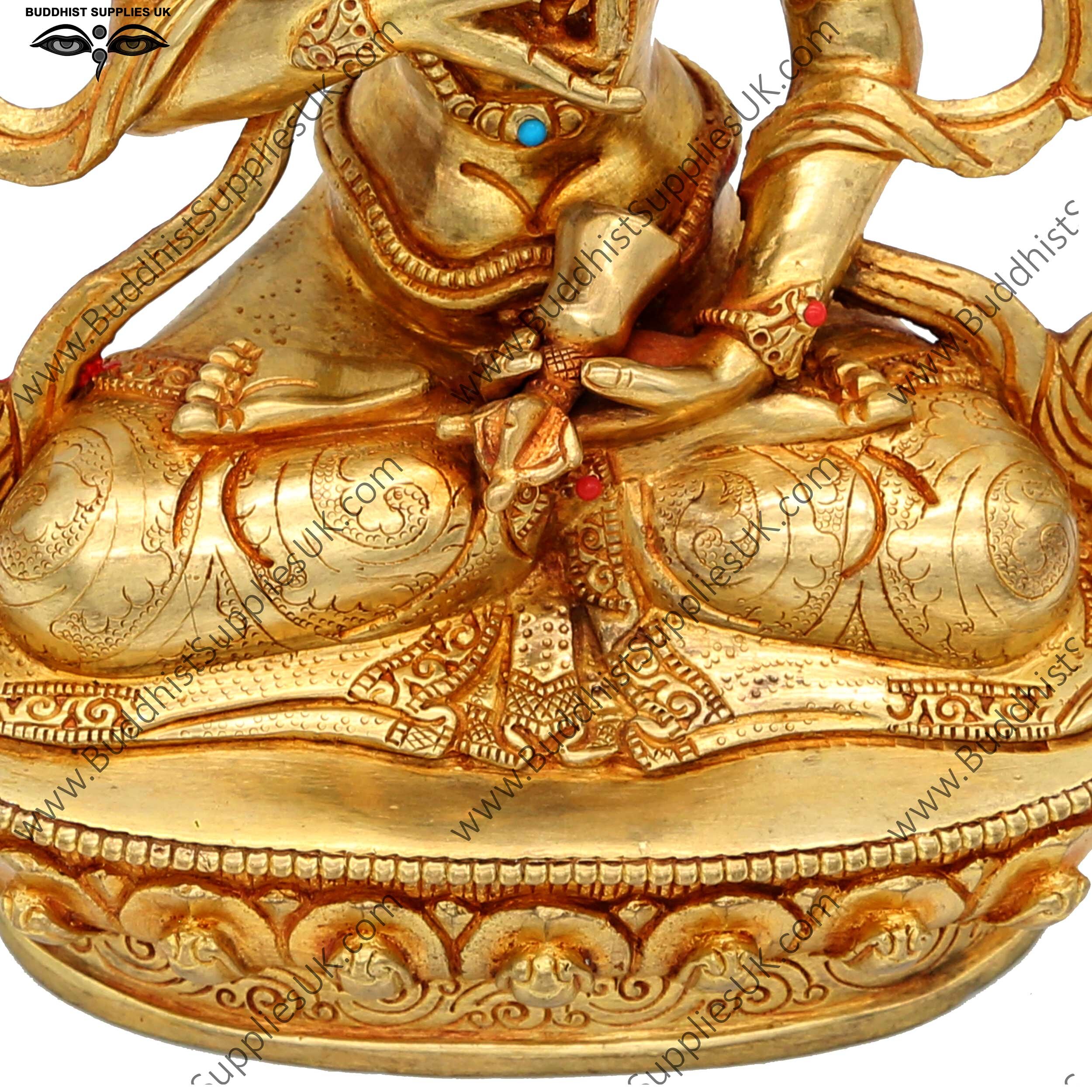 Gold plated Vajrasattva statue carving detail