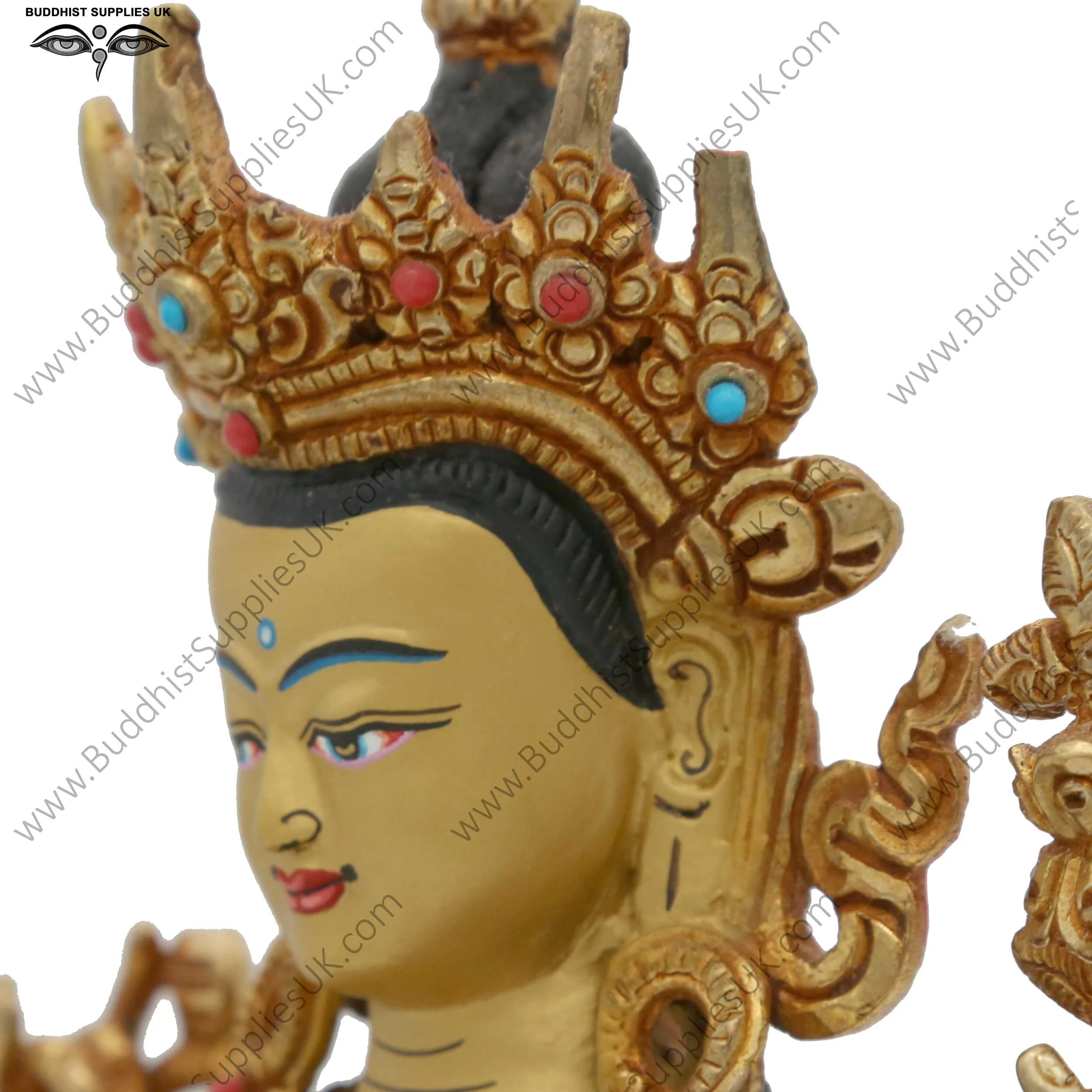 Gold plated 4 arm Chenrezig statue face