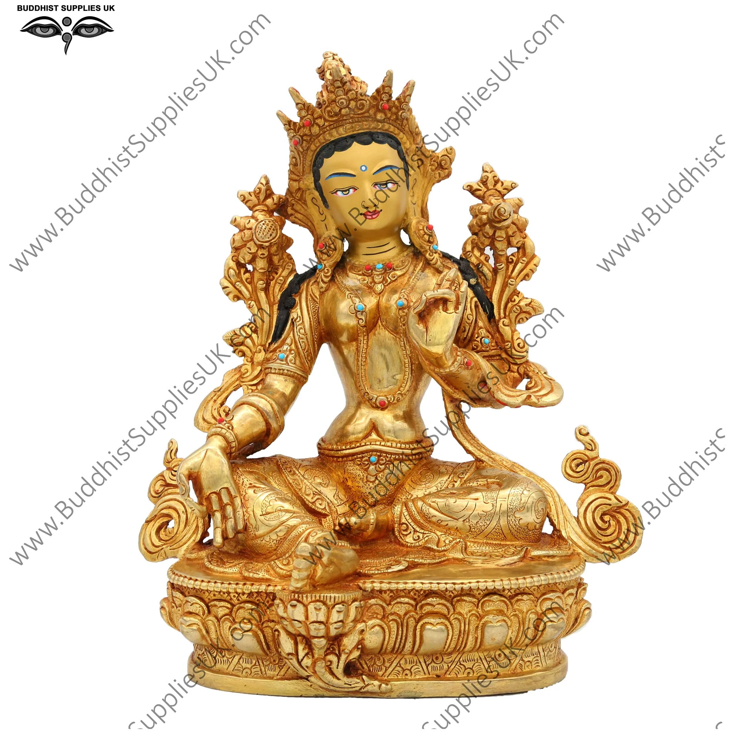 Gold plated Green Tara statue 