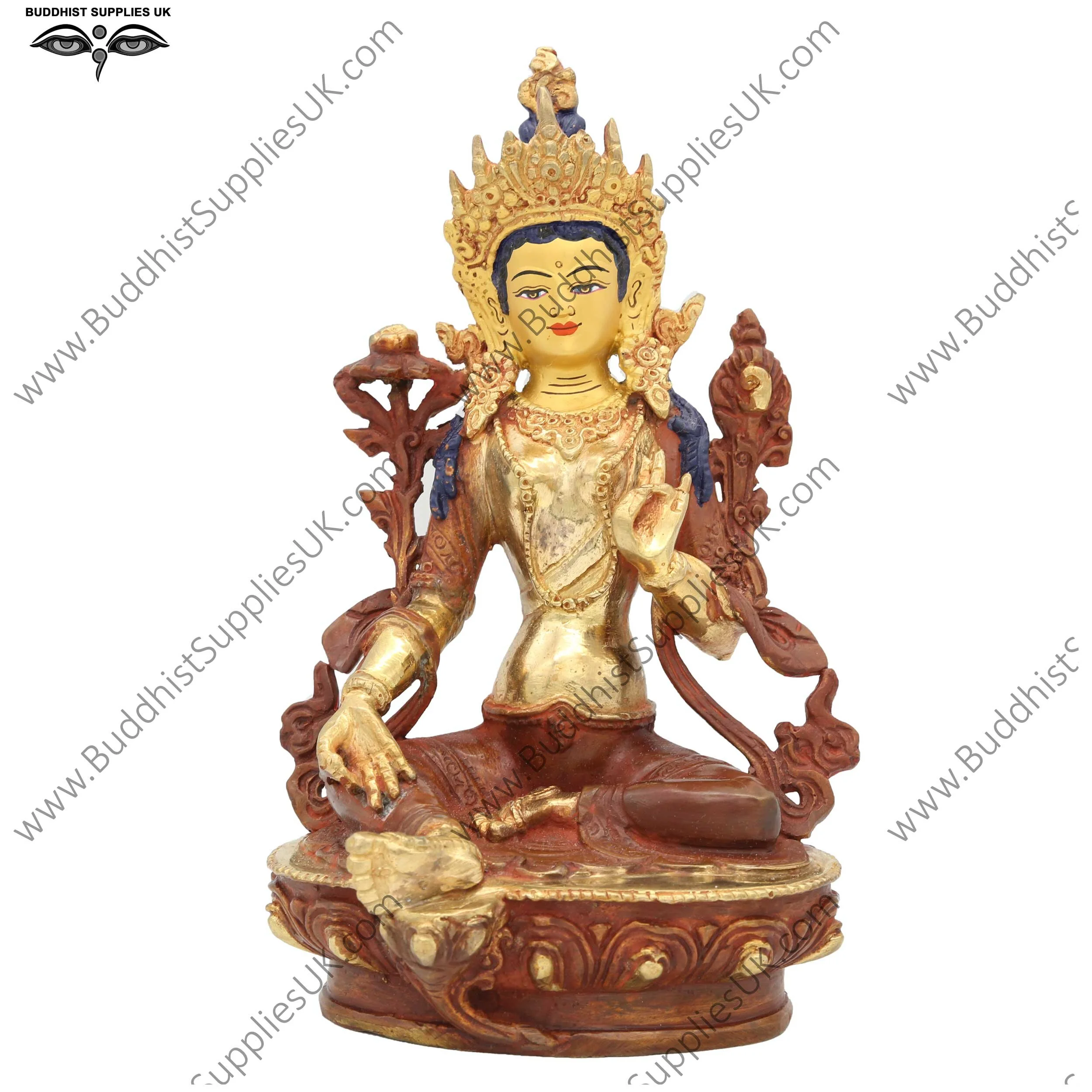 Part gold plated Green Tara statue 