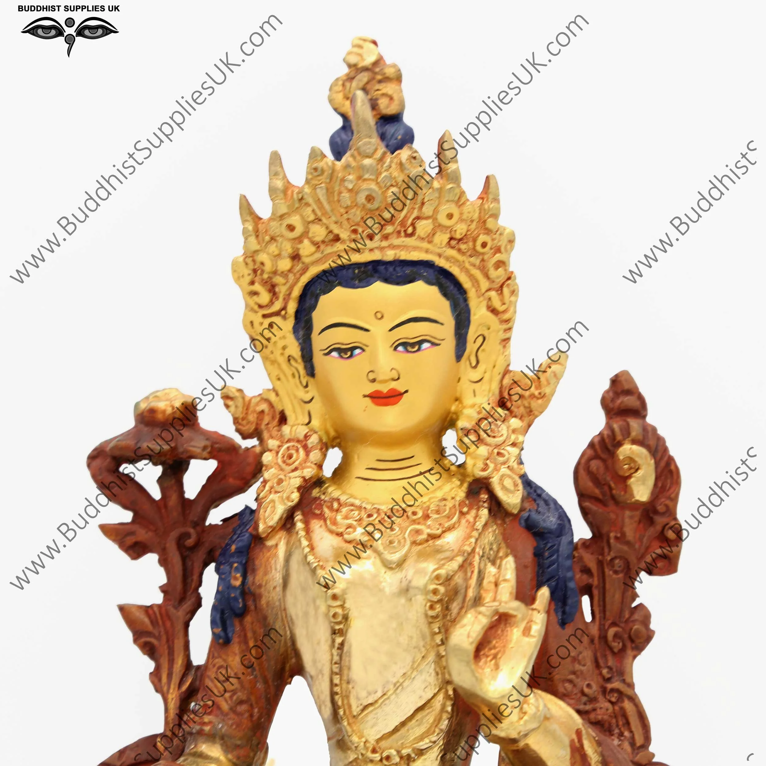 Part gold plated Green Tara statue face