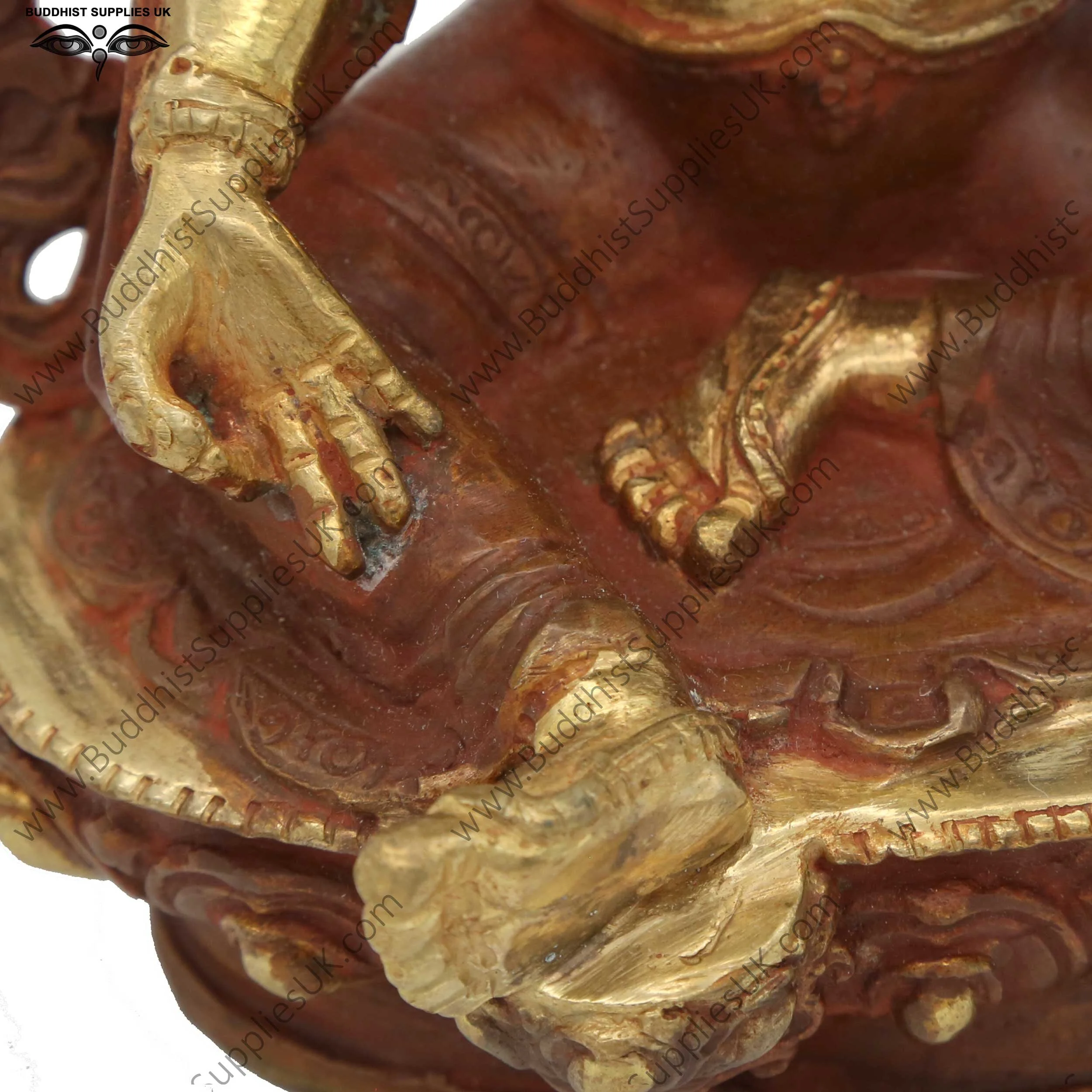 Part gold plated Green Tara statue detail