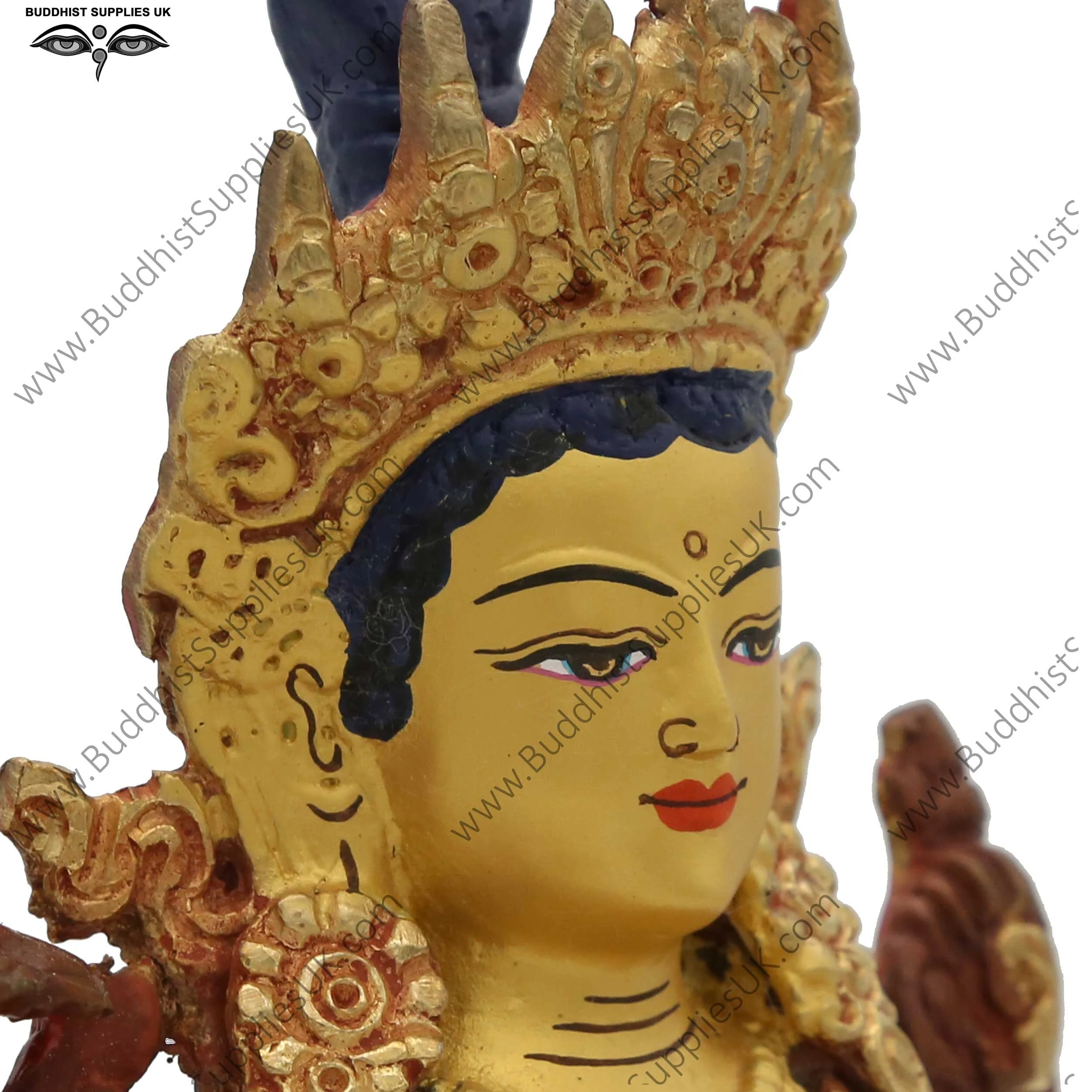 Part gold plated Green Tara statue face