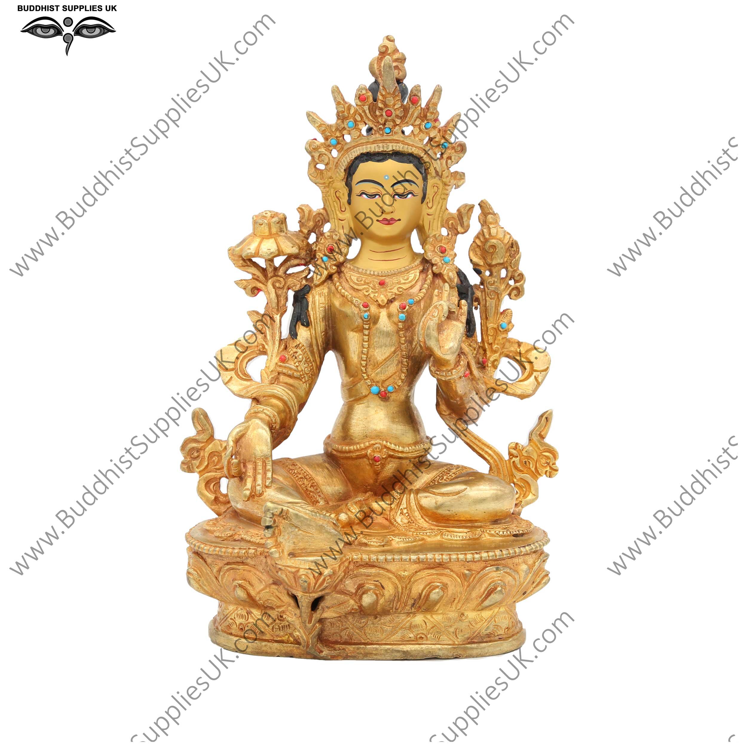 Gold plated Green Tara statue 