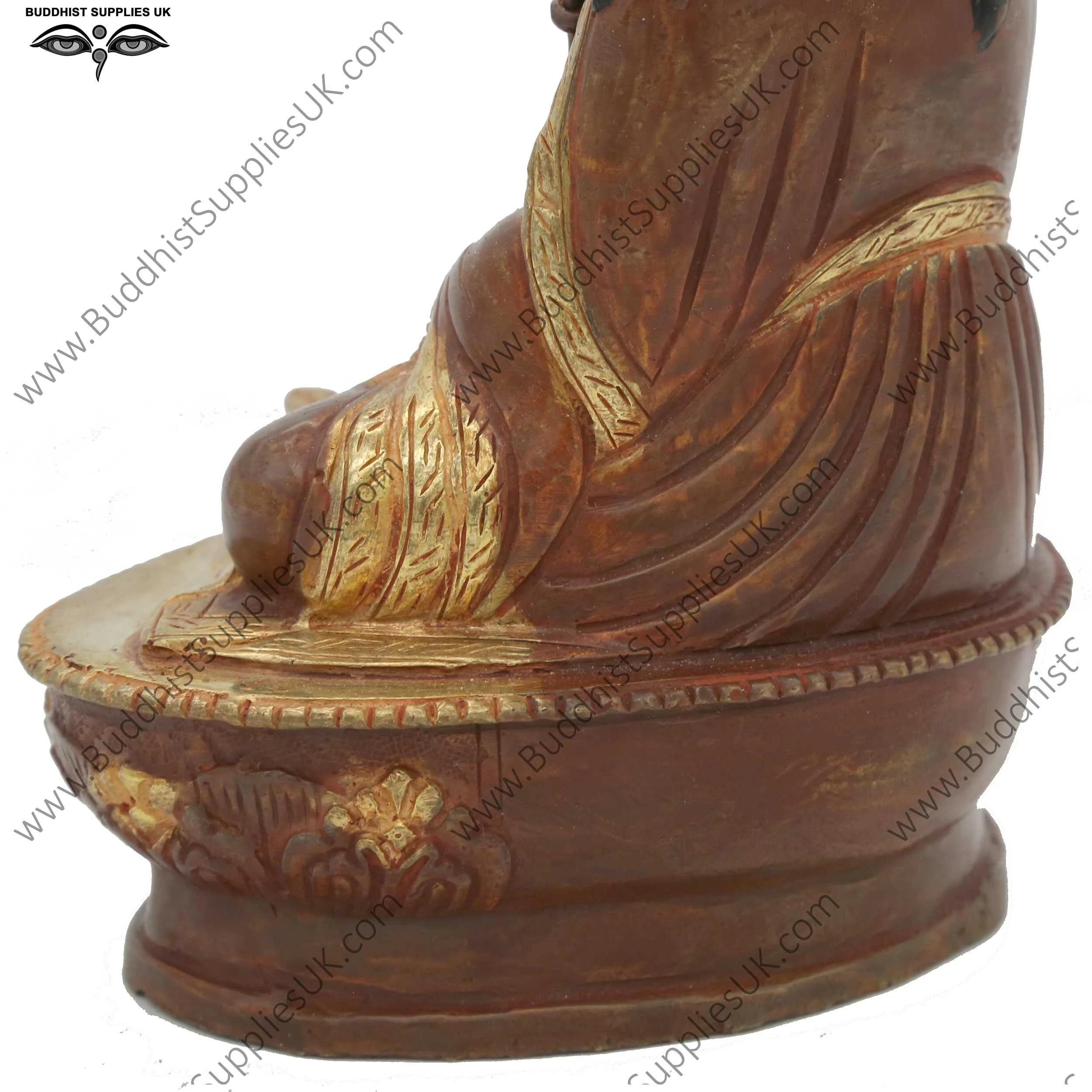 Part gold plate Guru Rinpoche statue detail